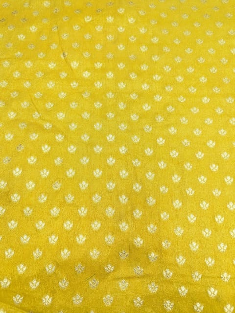 Yellow Viscose Fabric With Jacquard Butti