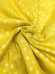 Yellow Viscose Fabric With Jacquard Butti