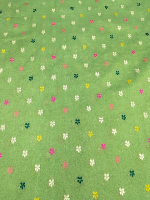 Green Viscose Fabric With Jacquard Butti