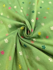 Green Viscose Fabric With Jacquard Butti