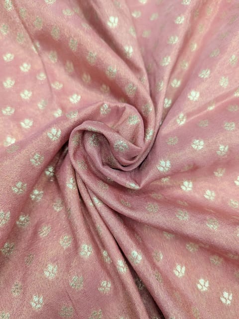 Peach Viscose Fabric With Jacquard Butti