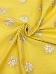 Yellow Viscose Fabric With Jacquard Butti