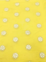 Yellow Viscose Fabric With Jacquard Butti