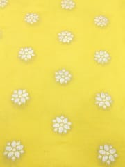 Yellow Viscose Fabric With Jacquard Butti