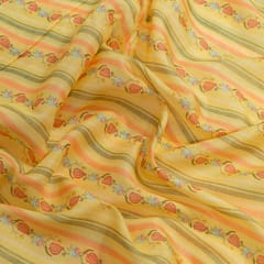 Yellow with Multi Color Mal Chanderi Printed Fabric