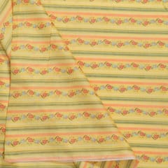 Yellow with Multi Color Mal Chanderi Printed Fabric