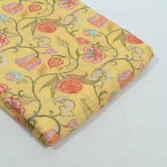Yellow with Multi Color Mal Chanderi Printed Fabric