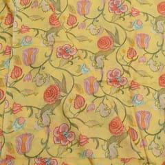 Yellow with Multi Color Mal Chanderi Printed Fabric