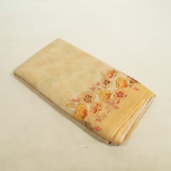 Lemon Color Mal Chanderi Embroidered Fabric