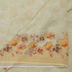 Lemon Color Mal Chanderi Embroidered Fabric