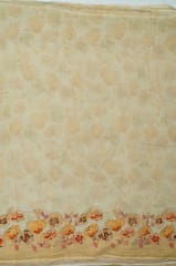 Lemon Color Mal Chanderi Embroidered Fabric