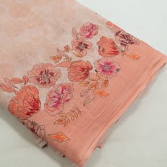 Peach Color Mal Chanderi Embroidered Fabric
