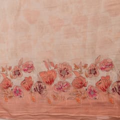 Peach Color Mal Chanderi Embroidered Fabric