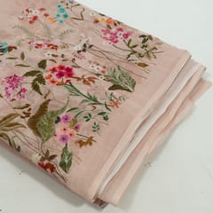 Beige Color Mal Chanderi Embroidered Fabric