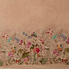 Beige Color Mal Chanderi Embroidered Fabric