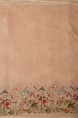 Beige Color Mal Chanderi Embroidered Fabric