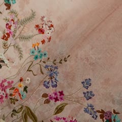 Beige Color Mal Chanderi Embroidered Fabric