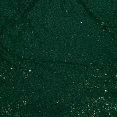 Bottle Green Colour Net Embroidered Fabric