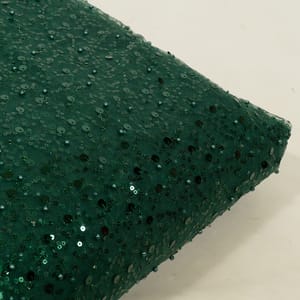 Bottle Green Colour Net Embroidered Fabric