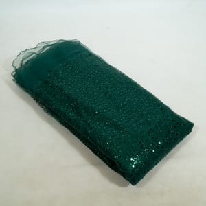 Bottle Green Colour Net Embroidered Fabric