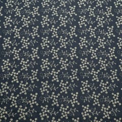 Blue Colour Denim Embroidered Fabric