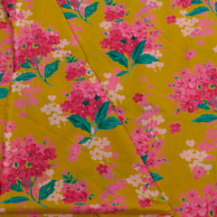 Yeloow Color Cambric Cotton Printed Fabric