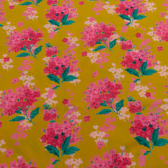 Yeloow Color Cambric Cotton Printed Fabric