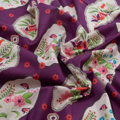Purple Color Cambric Cotton Printed Fabric