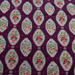 Purple Color Cambric Cotton Printed Fabric