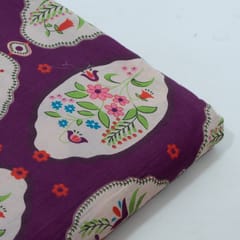 Purple Color Cambric Cotton Printed Fabric