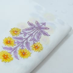 White Color Cambric Cotton Block Printed Fabric