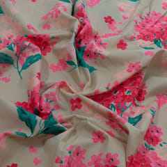 Beige Color Cambric Cotton Printed Fabric
