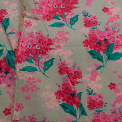 Beige Color Cambric Cotton Printed Fabric