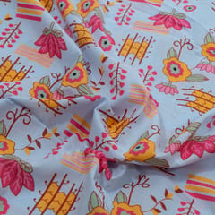 Sky Blue Color Cambric Cotton Printed Fabric