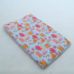 Sky Blue Color Cambric Cotton Printed Fabric