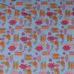 Sky Blue Color Cambric Cotton Printed Fabric