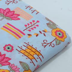 Sky Blue Color Cambric Cotton Printed Fabric