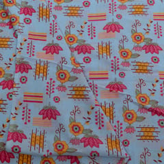 Sky Blue Color Cambric Cotton Printed Fabric