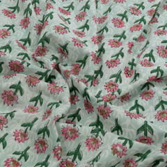 Sky Color Cambric Cotton Block Printed Fabric