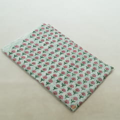Sky Color Cambric Cotton Block Printed Fabric