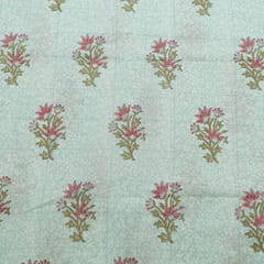 Sky Color Cambric Cotton Block Printed Fabric