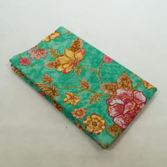 Green Color Cambric Cotton Printed Fabric
