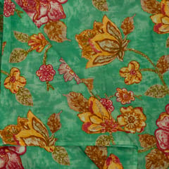 Green Color Cambric Cotton Printed Fabric