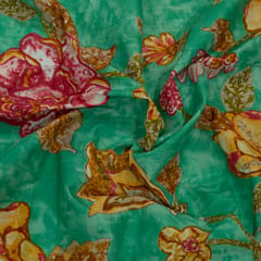 Green Color Cambric Cotton Printed Fabric