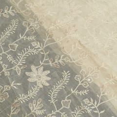 Dyeable Mal Chanderi Thread and Sequins Embroidered Fabric