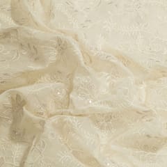 Dyeable Mal Chanderi Thread and Sequins Embroidered Fabric