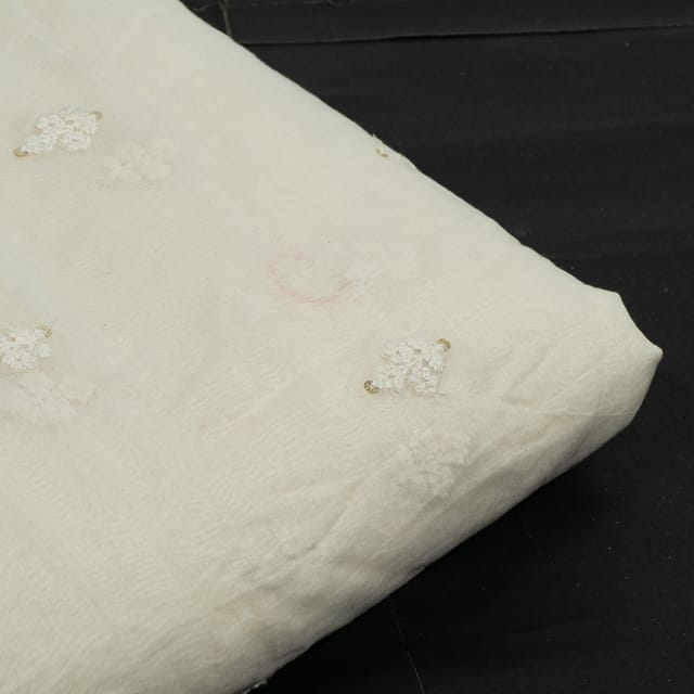 Dyeable Mal Chanderi Thread and Sequins Embroidered Fabric