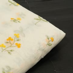 Cram Color Mal Chanderi Embroidered Fabric