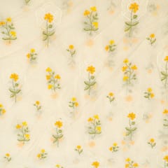 Cram Color Mal Chanderi Embroidered Fabric