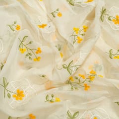 Cram Color Mal Chanderi Embroidered Fabric